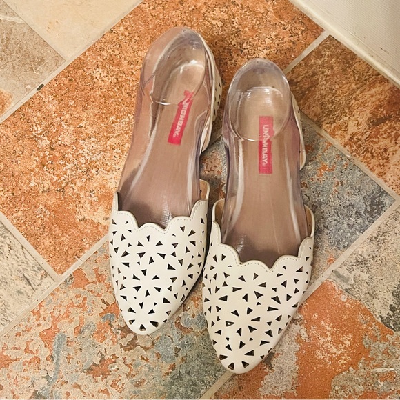 🎂Cute &Comfy Union Bay Leather White Cutout Scalloped Edge D’Orsay Style Flats! - Picture 2 of 14
